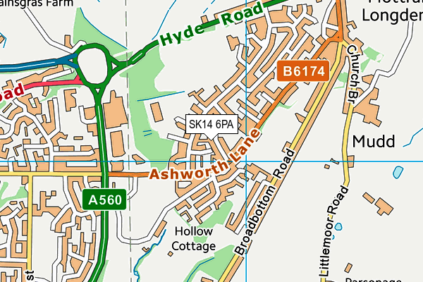 SK14 6PA map - OS VectorMap District (Ordnance Survey)