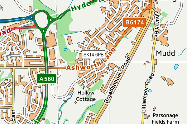 SK14 6PB map - OS VectorMap District (Ordnance Survey)