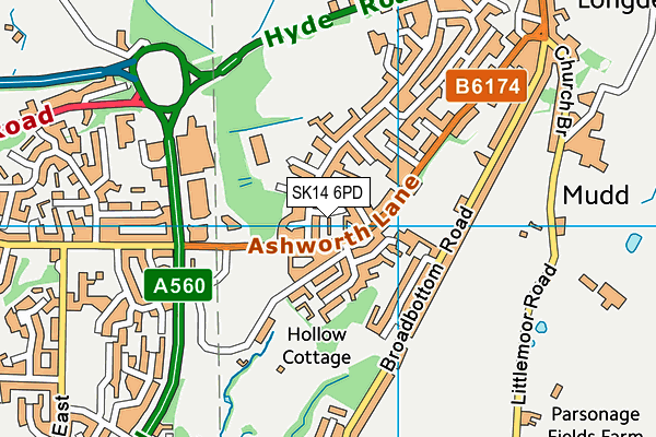 SK14 6PD map - OS VectorMap District (Ordnance Survey)