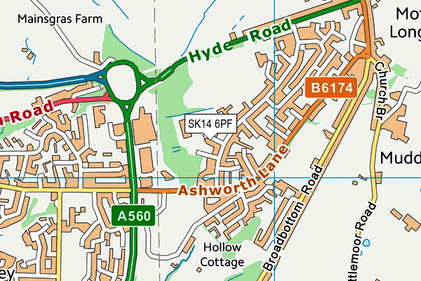 SK14 6PF map - OS VectorMap District (Ordnance Survey)