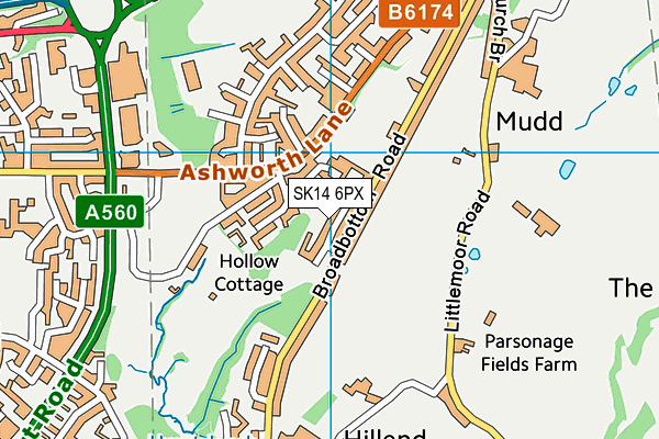 SK14 6PX map - OS VectorMap District (Ordnance Survey)