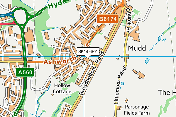 SK14 6PY map - OS VectorMap District (Ordnance Survey)