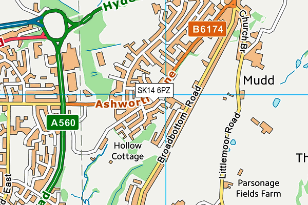 SK14 6PZ map - OS VectorMap District (Ordnance Survey)