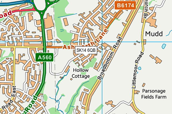 SK14 6QB map - OS VectorMap District (Ordnance Survey)