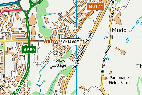 SK14 6QE map - OS VectorMap District (Ordnance Survey)