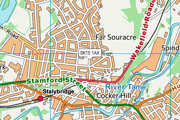 SK15 1AX map - OS VectorMap District (Ordnance Survey)