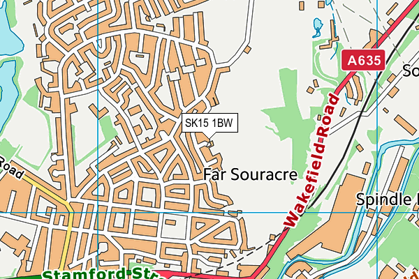SK15 1BW map - OS VectorMap District (Ordnance Survey)