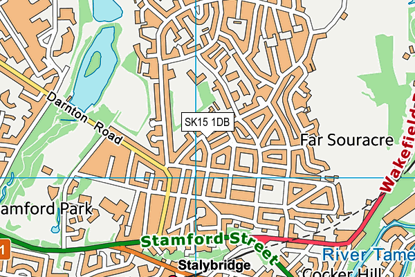 SK15 1DB map - OS VectorMap District (Ordnance Survey)