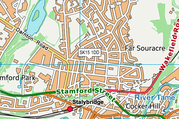 SK15 1DD map - OS VectorMap District (Ordnance Survey)