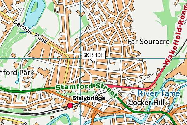 SK15 1DH map - OS VectorMap District (Ordnance Survey)