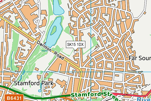 SK15 1DX map - OS VectorMap District (Ordnance Survey)