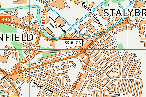 SK15 1GA map - OS VectorMap District (Ordnance Survey)
