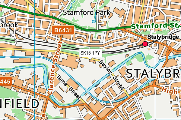 SK15 1PY map - OS VectorMap District (Ordnance Survey)