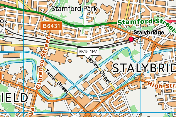 SK15 1PZ map - OS VectorMap District (Ordnance Survey)