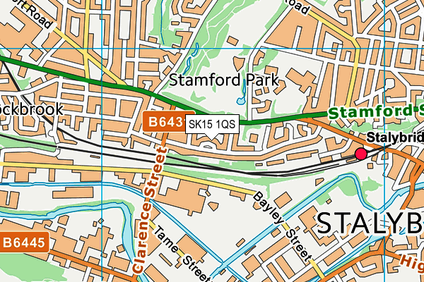 SK15 1QS map - OS VectorMap District (Ordnance Survey)