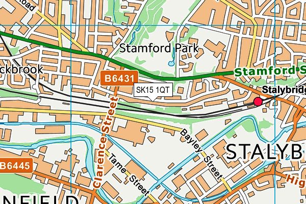SK15 1QT map - OS VectorMap District (Ordnance Survey)