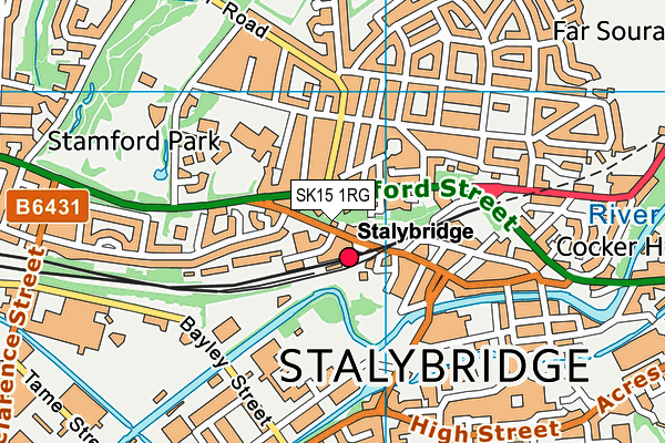 SK15 1RG map - OS VectorMap District (Ordnance Survey)