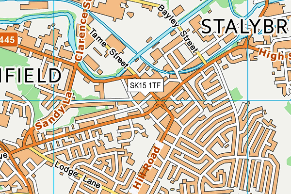 SK15 1TF map - OS VectorMap District (Ordnance Survey)