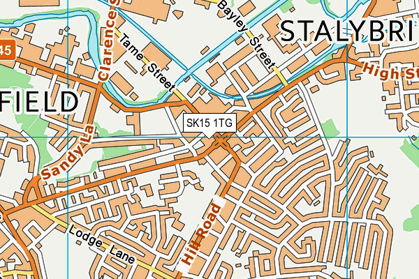SK15 1TG map - OS VectorMap District (Ordnance Survey)