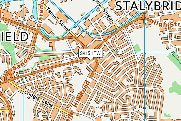 SK15 1TW map - OS VectorMap District (Ordnance Survey)