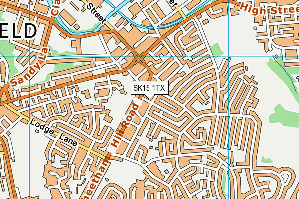 SK15 1TX map - OS VectorMap District (Ordnance Survey)
