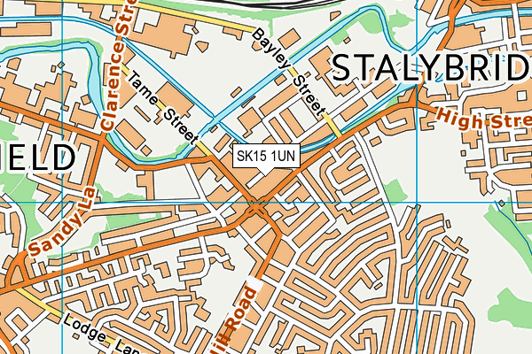 SK15 1UN map - OS VectorMap District (Ordnance Survey)