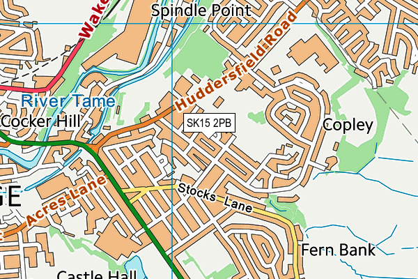 SK15 2PB map - OS VectorMap District (Ordnance Survey)
