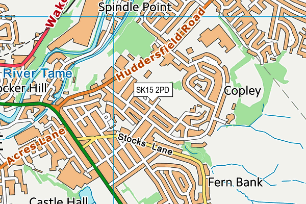 SK15 2PD map - OS VectorMap District (Ordnance Survey)