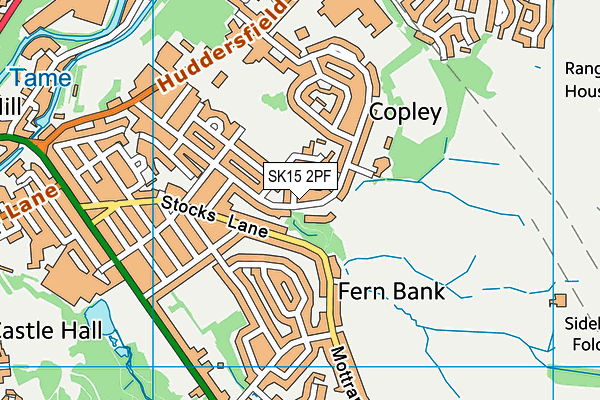 SK15 2PF map - OS VectorMap District (Ordnance Survey)