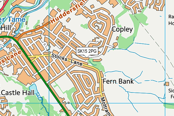 SK15 2PG map - OS VectorMap District (Ordnance Survey)
