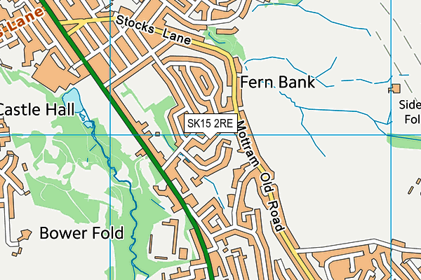 SK15 2RE map - OS VectorMap District (Ordnance Survey)