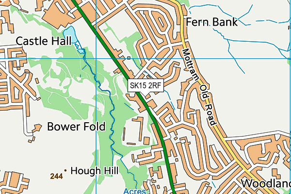 SK15 2RF map - OS VectorMap District (Ordnance Survey)