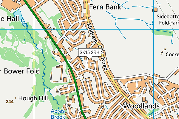 SK15 2RH map - OS VectorMap District (Ordnance Survey)
