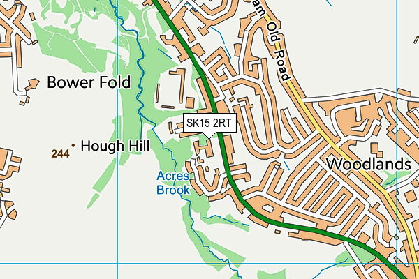 Bower Fold map (SK15 2RT) - OS VectorMap District (Ordnance Survey)