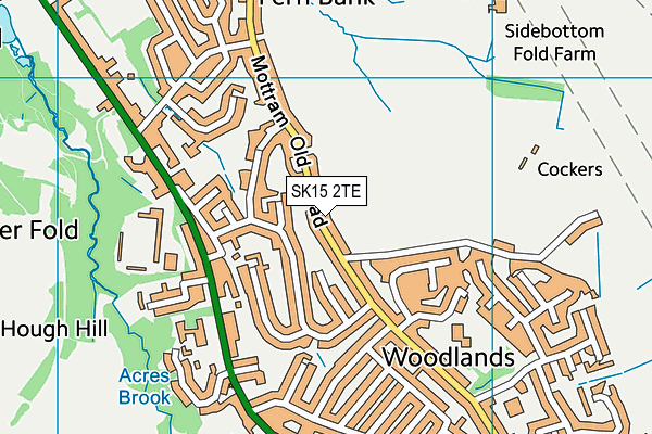 SK15 2TE map - OS VectorMap District (Ordnance Survey)