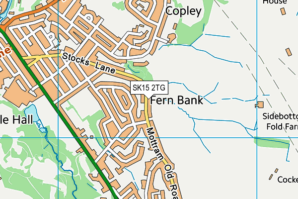 SK15 2TG map - OS VectorMap District (Ordnance Survey)