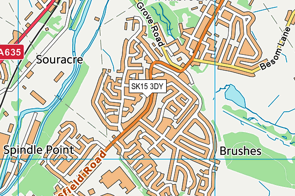 SK15 3DY map - OS VectorMap District (Ordnance Survey)