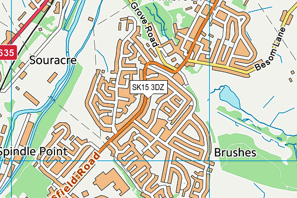 SK15 3DZ map - OS VectorMap District (Ordnance Survey)