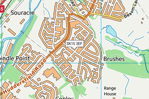 SK15 3EF map - OS VectorMap District (Ordnance Survey)