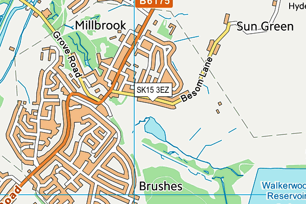 SK15 3EZ map - OS VectorMap District (Ordnance Survey)