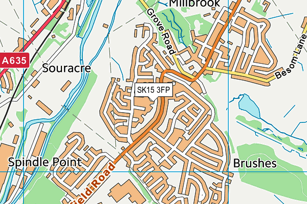 SK15 3FP map - OS VectorMap District (Ordnance Survey)