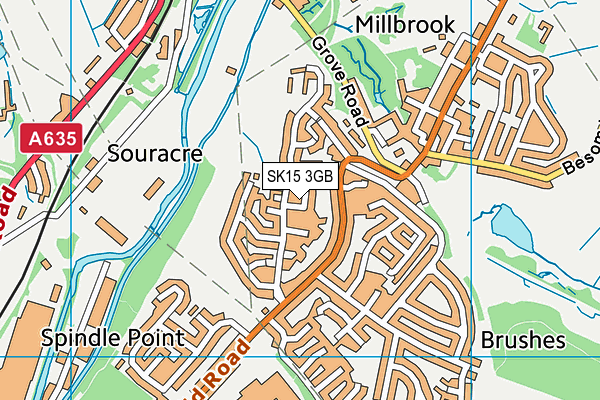 SK15 3GB map - OS VectorMap District (Ordnance Survey)