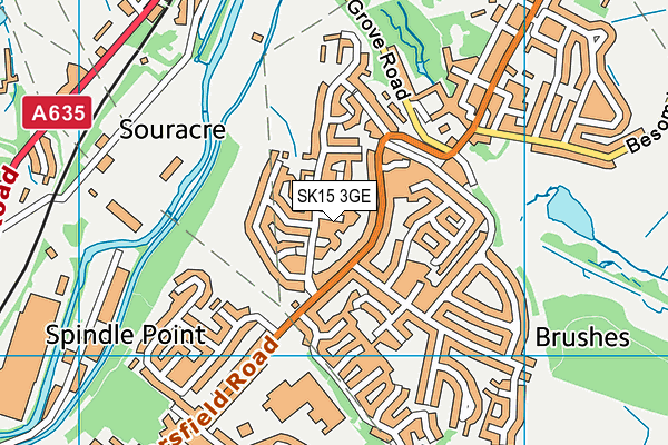 SK15 3GE map - OS VectorMap District (Ordnance Survey)
