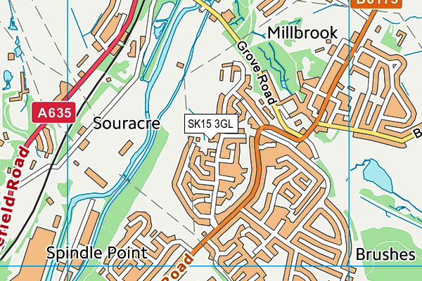 SK15 3GL map - OS VectorMap District (Ordnance Survey)