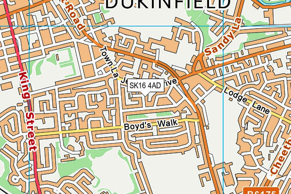 SK16 4AD map - OS VectorMap District (Ordnance Survey)