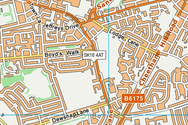 SK16 4AT map - OS VectorMap District (Ordnance Survey)