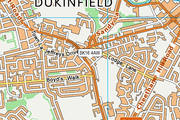 SK16 4AW map - OS VectorMap District (Ordnance Survey)