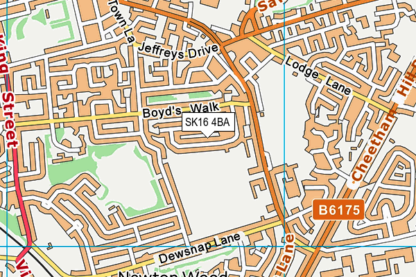 SK16 4BA map - OS VectorMap District (Ordnance Survey)