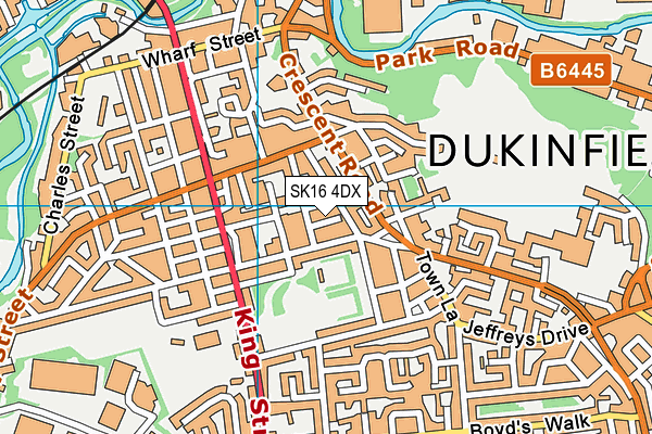 SK16 4DX map - OS VectorMap District (Ordnance Survey)