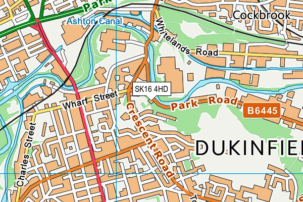 SK16 4HD map - OS VectorMap District (Ordnance Survey)